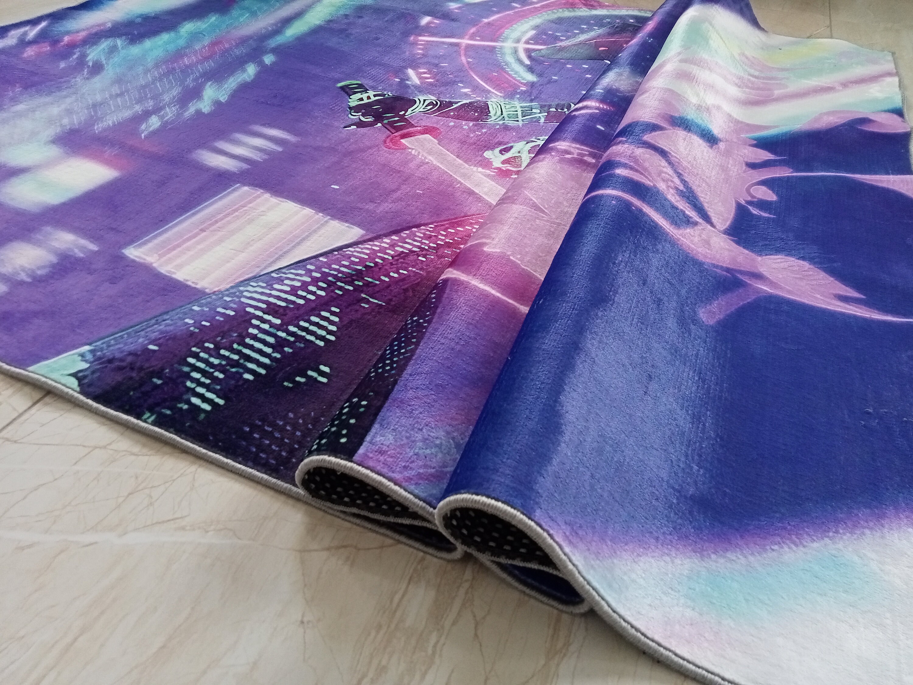 Cyber Rug Neon Samurai Rug: Cyberpunk Gamer Room Decor - Etsy