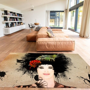 Afrikanisches Mädchen, ethnischer Teppich, billiger Teppich, Afrikanerin, großer, amerikanischer Stil, moderner Teppich, farbenfroher Teppich, Wohnzimmerteppich