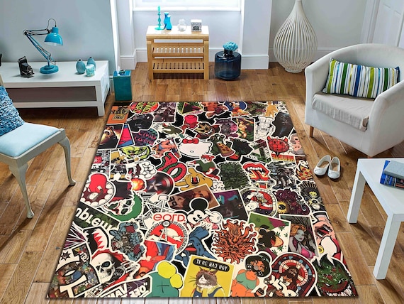Sticker Bomb Rug: Graffiti Art, Street Culture Area Rug - Etsy