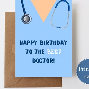 Happy Birthday Printable Card For Doctor | Greeting Doctor Printable Card | Instant Download Greeting Card For Doctor