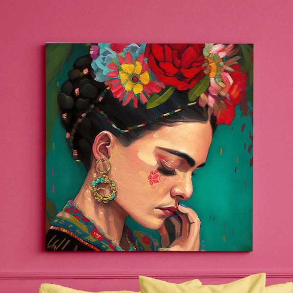 Mexican Folk Art Painting, Colorful Artwork for Home Decor, Mexican Wall Art for Living Room, Mexican Art Prints, Frida Kahlo Painting