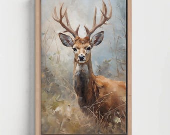 Abstract Deer Canvas Art – Nature Wall Decor, Animal Print