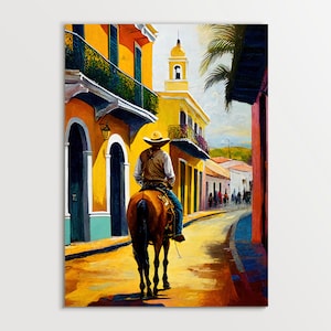 Puerto Rican Jibaro Print - Puerto Rican Art - Horse Rider Painting - Puerto Rico Wall Art and Decor - Puerto Rico art - Boricua