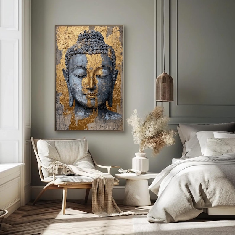 Gold Buddha Canvas Print – Modern Zen Wall Art, Spiritual Décor - Etsy