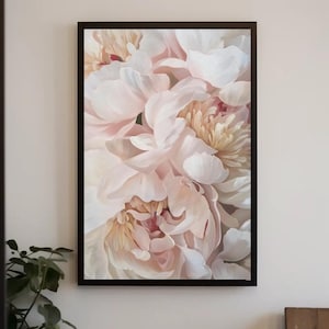 Peony Flowers Wall Art Ivory wall Art Large Canvas Wall Decor Abstract Wall Art Floral Print Flowers Wall Decor Ready To Hang