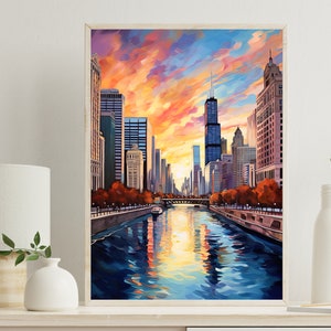Chicago Art Print, Canvas, Chicago Wall Art, Chicago Poster, Chicago Photo, Chicago Travel Poster, United States,