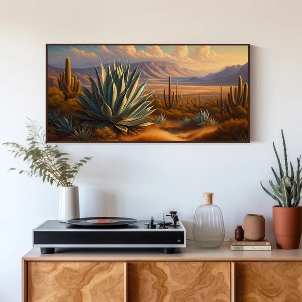 Desert Agave Canvas Print, Southwestern Wall Art, Unique Botanical Decor for Rustic Home, Premium Nature-Inspired Print for Desert Lovers