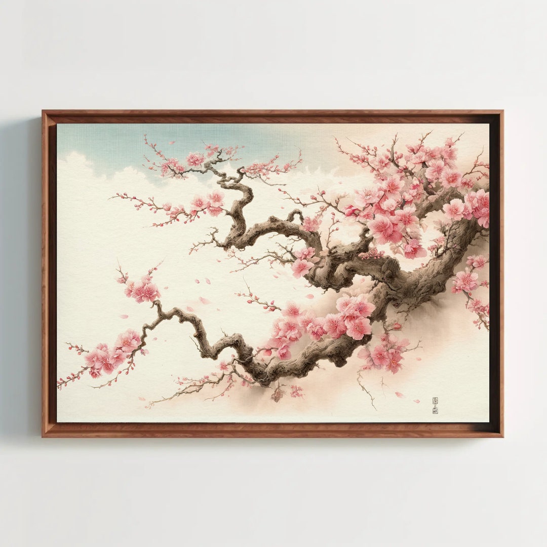 Cherry Blossom Canvas Print, Serene Sakura Tree Wall Art, Japanese ...