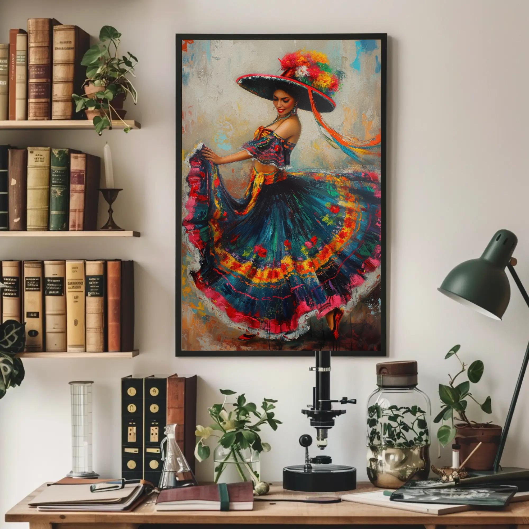 Mexican Folk Art Canvas Print - Framed Woman Wall Art - Etsy