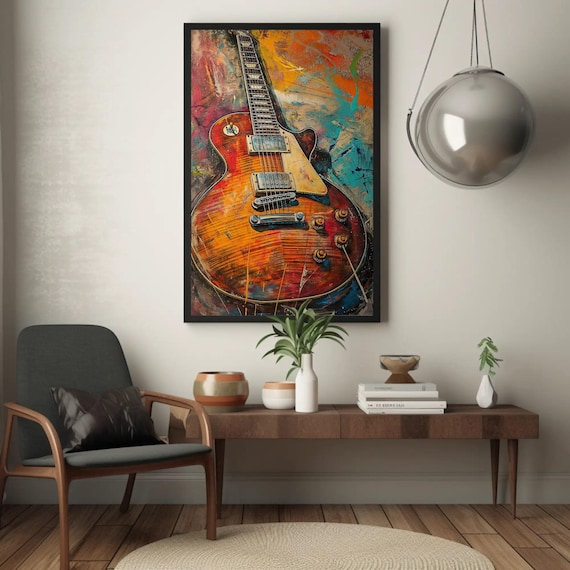 Music Wall Art Decor, Graffiti Guitar Colorful Painting