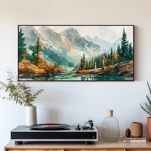Yellowstone National Park Canvas Decor, Framed Panoramic Print, Office Wall Decor, Wyoming Wall Art, Nature Landscape Print, Ready To Hang