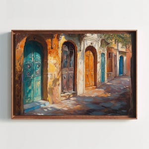 Rajasthani Doors Canvas Print | Jaipur Street Scene Wall Art | Traditional Indian Architecture | Cultural Indian Decor | Ready to Hang