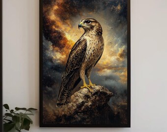 Majestic Falcon Canvas Print | Rustic Wildlife Wall Art