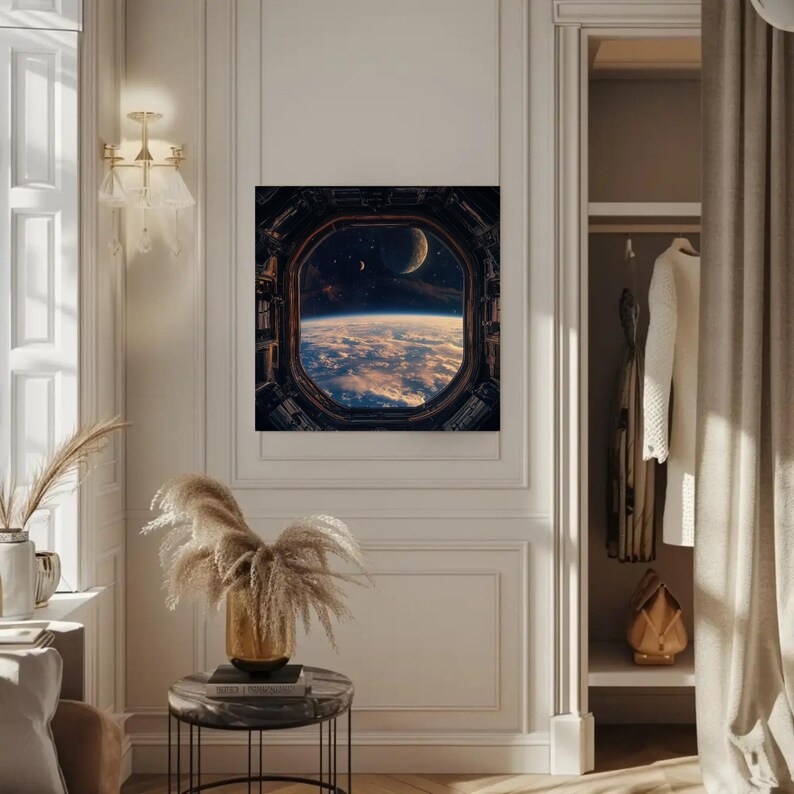 Space Station Window Canvas Print, Framed Sci-fi Wall Art - Etsy
