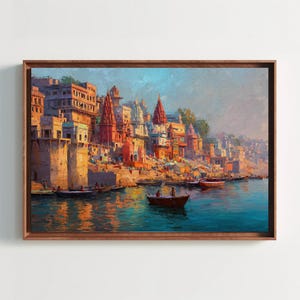 Varanasi Ghat Painting | Banaras Wall Art Decor | Kashi Holy Ganga River