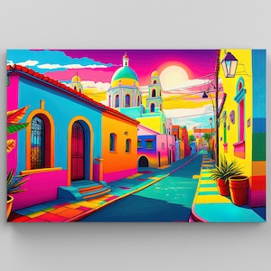 Mexican Art, Mexico Painting, Mexican Artwork, Mexican Wall Art, Modern Mexican Art, T, Mexican Home Decor, Mexican Canvas Print, Canvas Art