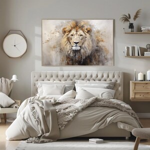 Lion Portrait Painting - Abstract Wildlife Canvas Wall Art image 3