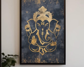 Ganesh Ji Framed Canvas Print | Minimalist Indian Wall Art
