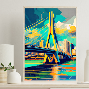 São Paulo Travel Poster Large Canvas Brazil Poster Sao Paulo Print São Paulo Brazil Travel Poster Wall Art Brazilian Painting Gift