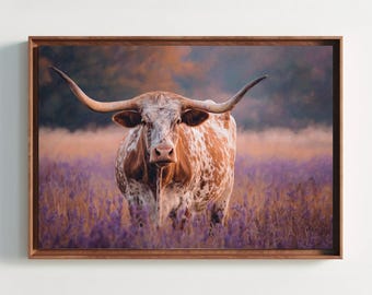 Longhorn Wall Art – Rustic Western Farmhouse Canvas