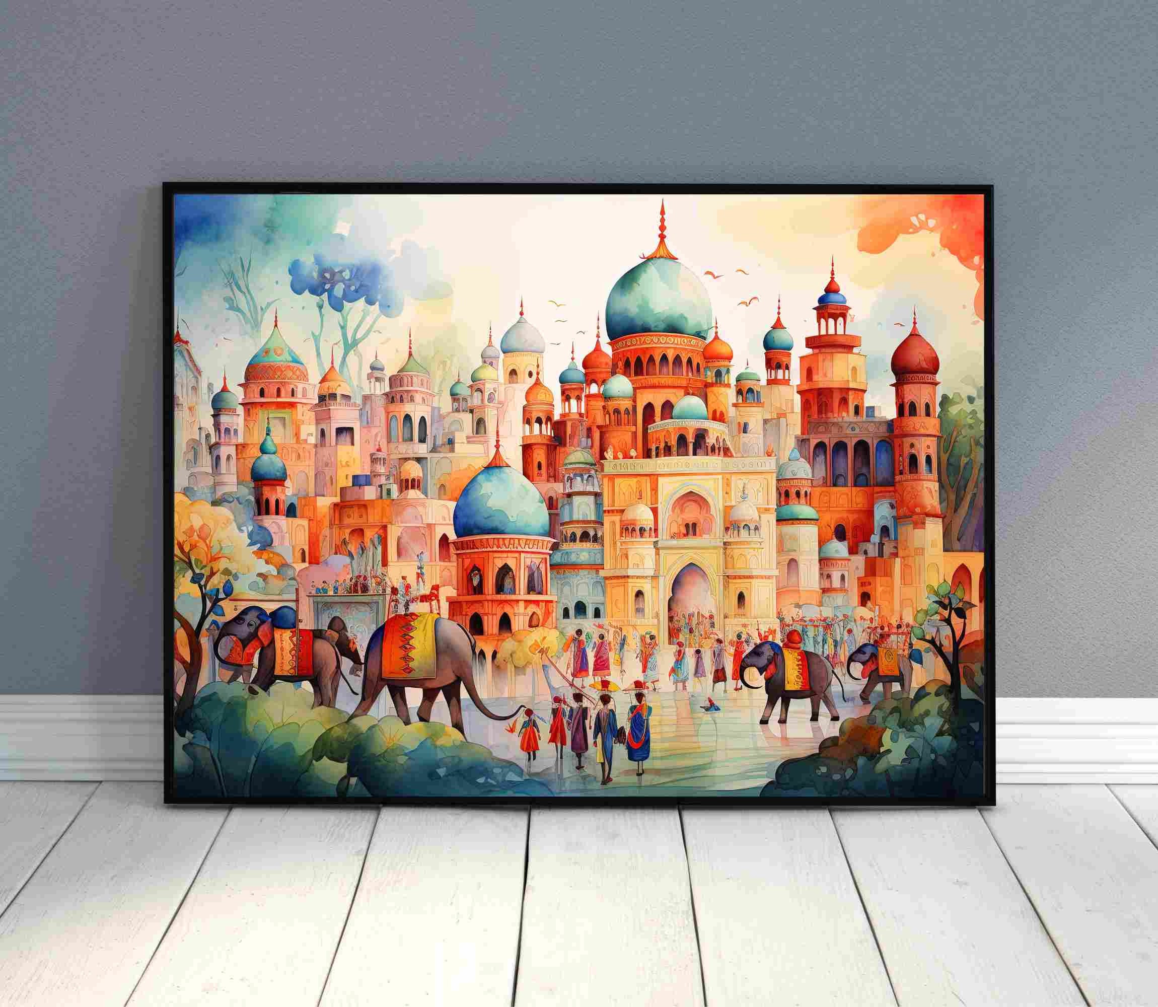 India Watercolor Painting India Wall Art Indian Home Decor - Etsy