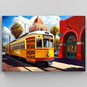 Ybor City Tampa Florida Trolley Art, ybor city art print, Tampa Florida Decor, Tampa Florida Art, Ybor City Florida, Canvas Wall Art