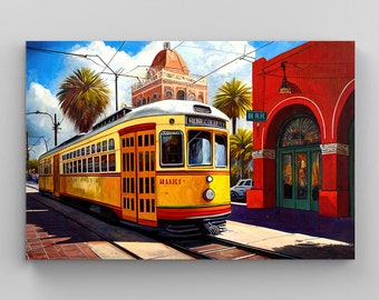 Ybor City Tampa Florida Trolley Art, ybor city art print, Tampa Florida Decor, Tampa Florida Art, Ybor City Florida, Canvas Wall Art