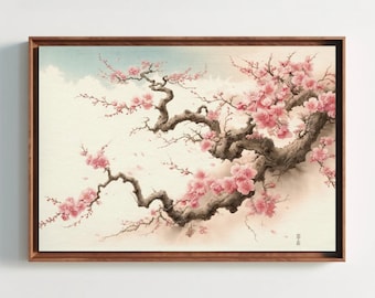 Sakura Tree Canvas Print, Japanese Cherry Blossom Wall Art