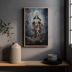 Lord Vishnu Wall Art Godvishnu Canvas Print Hindu God Vishnu Painting ...