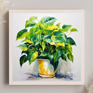 Pothos Art Print | Pothos Plant Art | Plant Wall Decor | Botanical Art | Plant Wall Art | Living Room Decor | Bathroom Decor