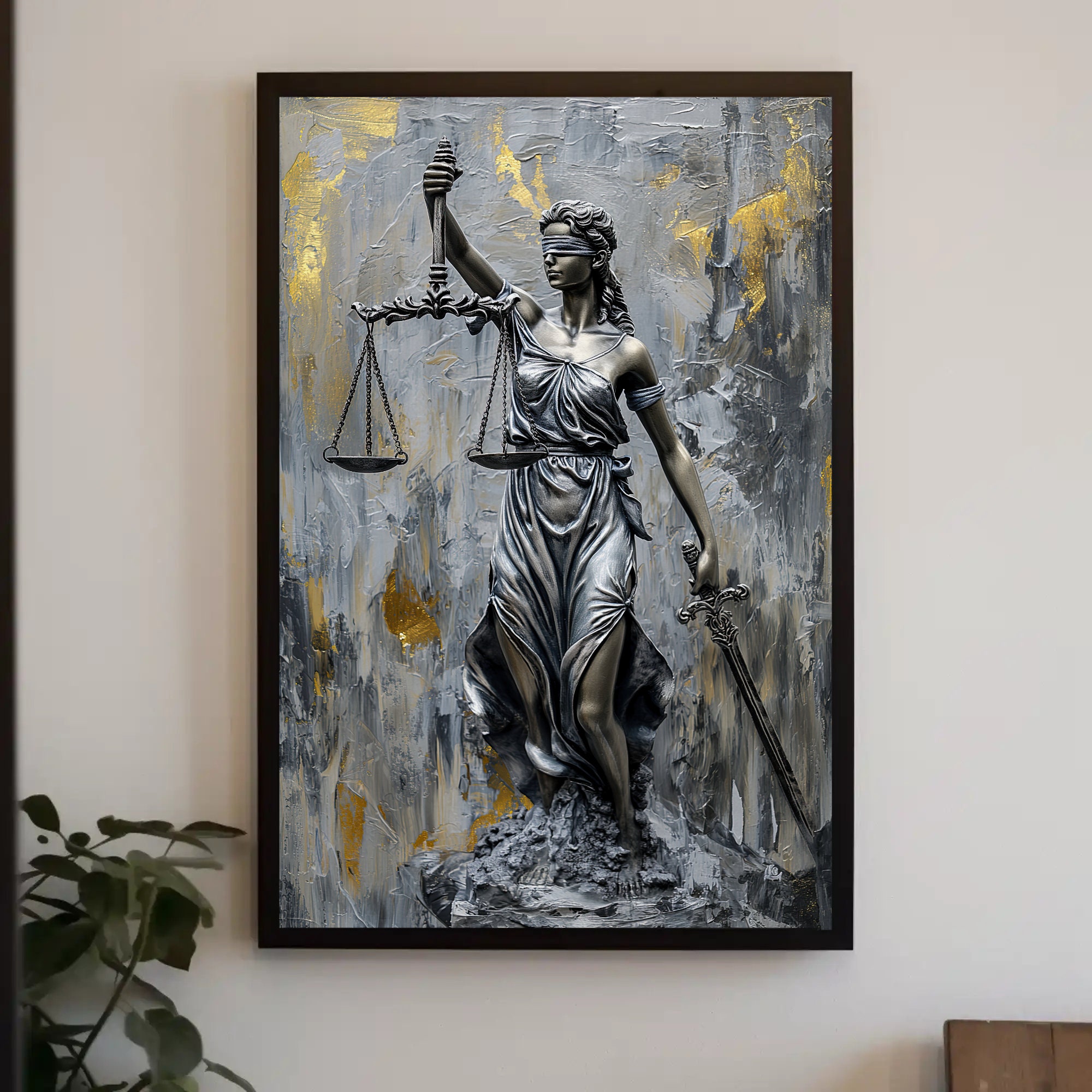 Lady Justice Canvas Painting, Framed Print, Perfect for Legal and