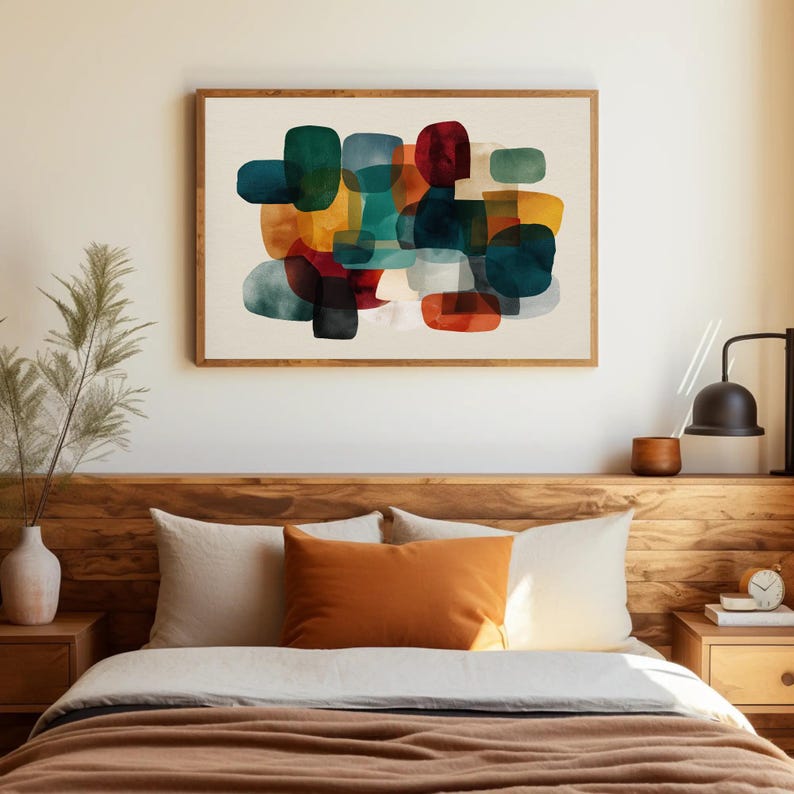 Mid-Century Modern Color Block Canvas Print – Geometric Minimalist Art ...
