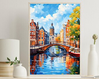 Amsterdam Cityscape Canvas Print, Netherlands Wall Art
