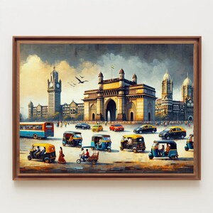 Mumbai India Canvas Print, Bombay Cityscape Wall Art, Ready To Hang image 3