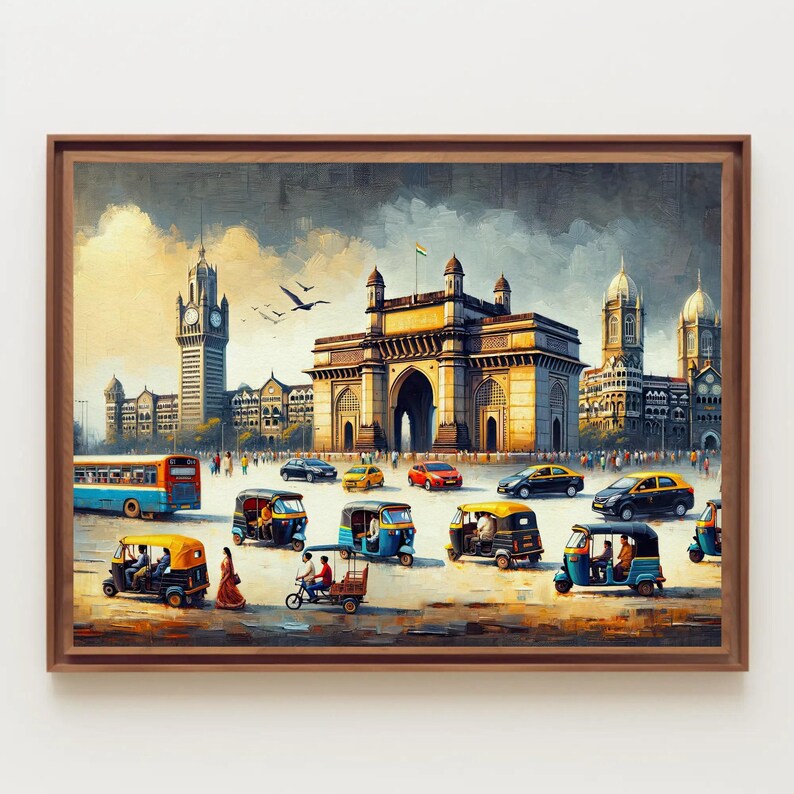 Mumbai India Canvas Print, Bombay Cityscape Wall Art, Ready To Hang image 3