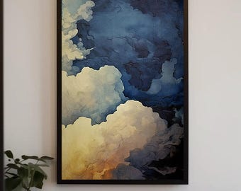 Abstract Cloudy Sky Canvas Print, Modern Wall Art
