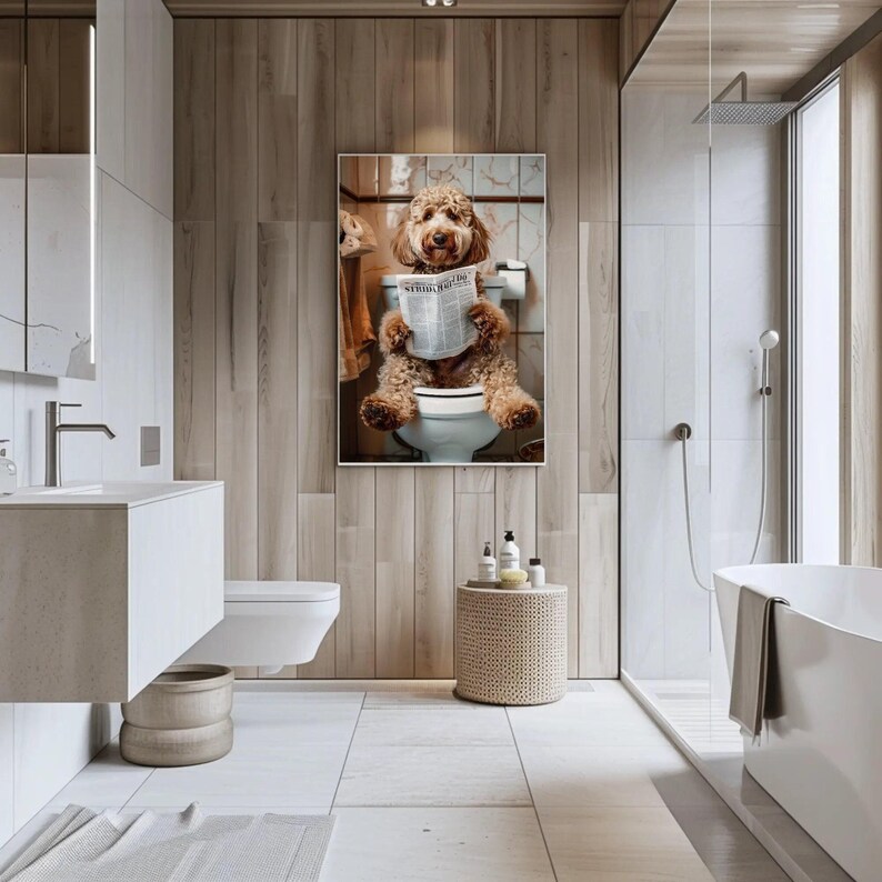 Goldendoodle Bathroom Canvas Print – Funny Toilet Humor Art image 7