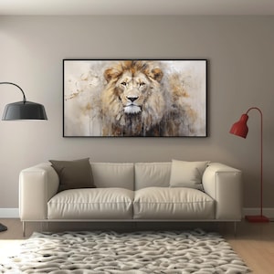 Lion Portrait Painting - Abstract Wildlife Canvas Wall Art image 7