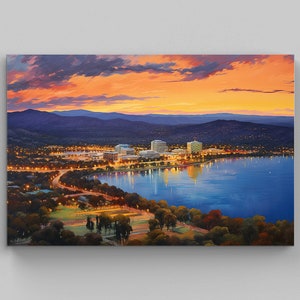 Canberra Art Print, Australia Art, Canberra City Canvas Prints, Australian Home Decor, Canberra Print, Canberra Oil Painting, Wall Art