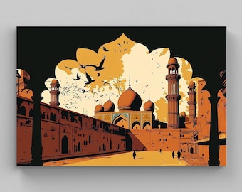 Lahore Mosque Art Print – Pakistan Wall Decor, Muslim Home Art