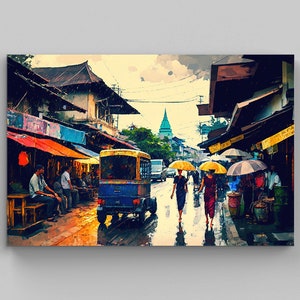 Bangkok Thailand Painting, Bangkok Wall Art, Gift, Asia Poster Print, Wall Decor, Home Decor, Bangkok Print Poster, Bangkok Print