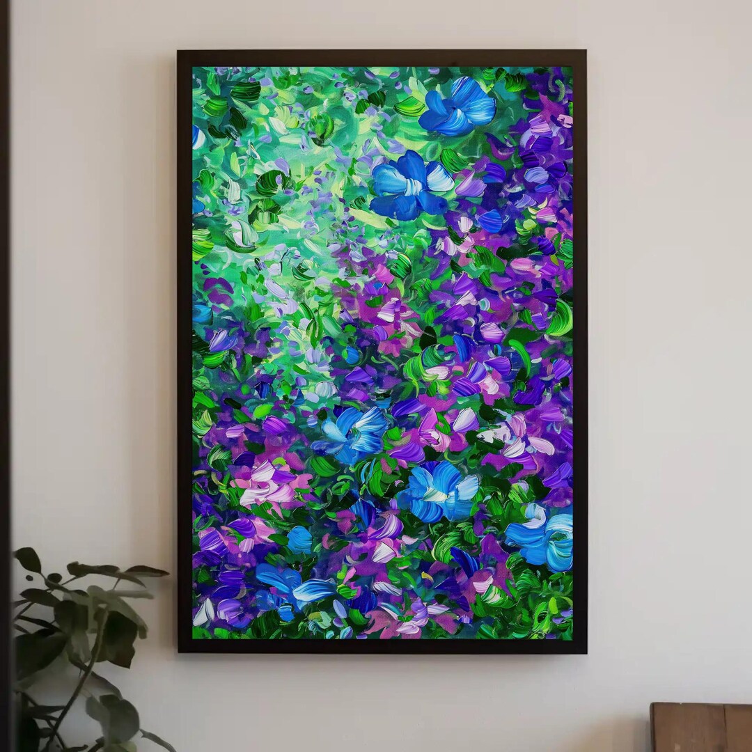 Purple Flowers Canvas Wall Art Modern Canvas Wall Decor Purple Green ...