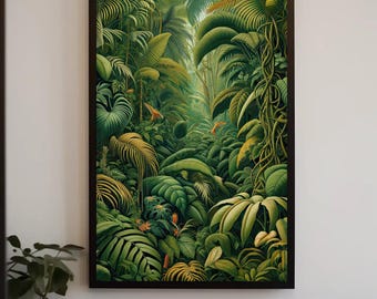 Henri Rousseau Tropical Jungle Canvas Print, Framed Floral Wall Art