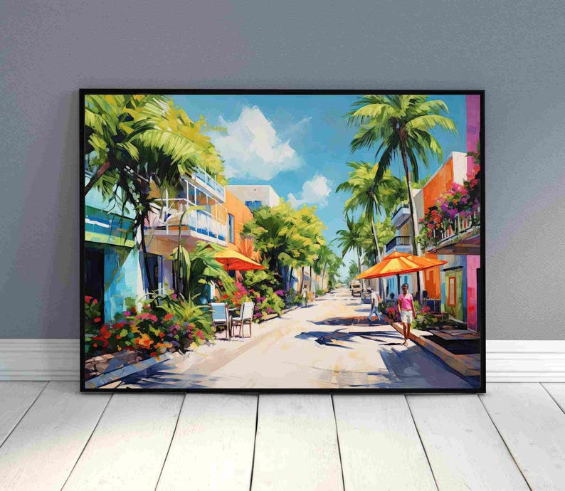 Playa del Carmen Canvas Print, Colorful Mexico Travel Art image 7