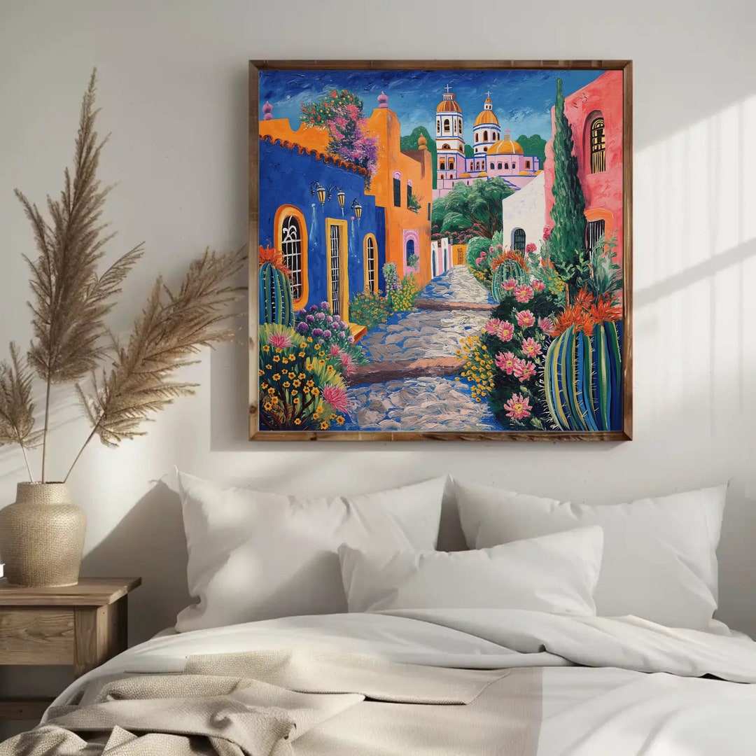 Mexican Wall Art Oil Painting, Framed Print, Perfect for Cultural and ...