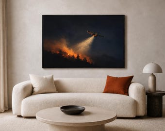 Firefighting Plane Canvas Print — Wildfire Aviation Wall Art