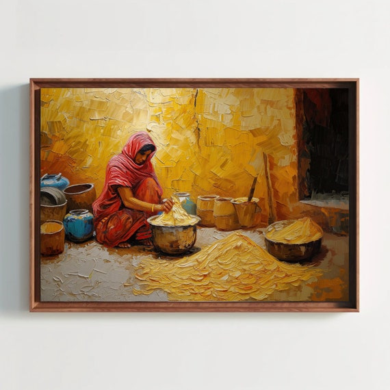 Oil Paintings Of Indian Village Women Chatting Shopping India oil-paintings-of-indian-village-women-chatting-shopping-india