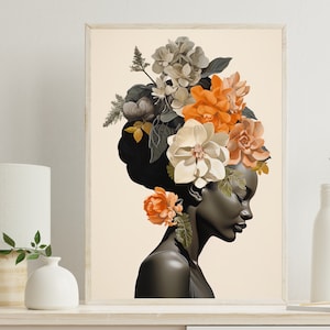African Woman Print, Black Wall Art, Black Woman Large Canvas Art Print, Black Woman Minimalist Art, Boho Art Modern Wall Art