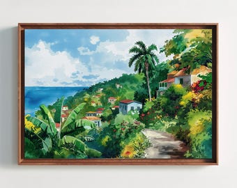 Jamaica Seascape Canvas Print, Caribbean Wall Art