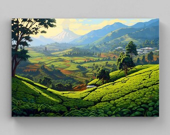 Kerala Tea Hills Canvas Print, South Indian Art